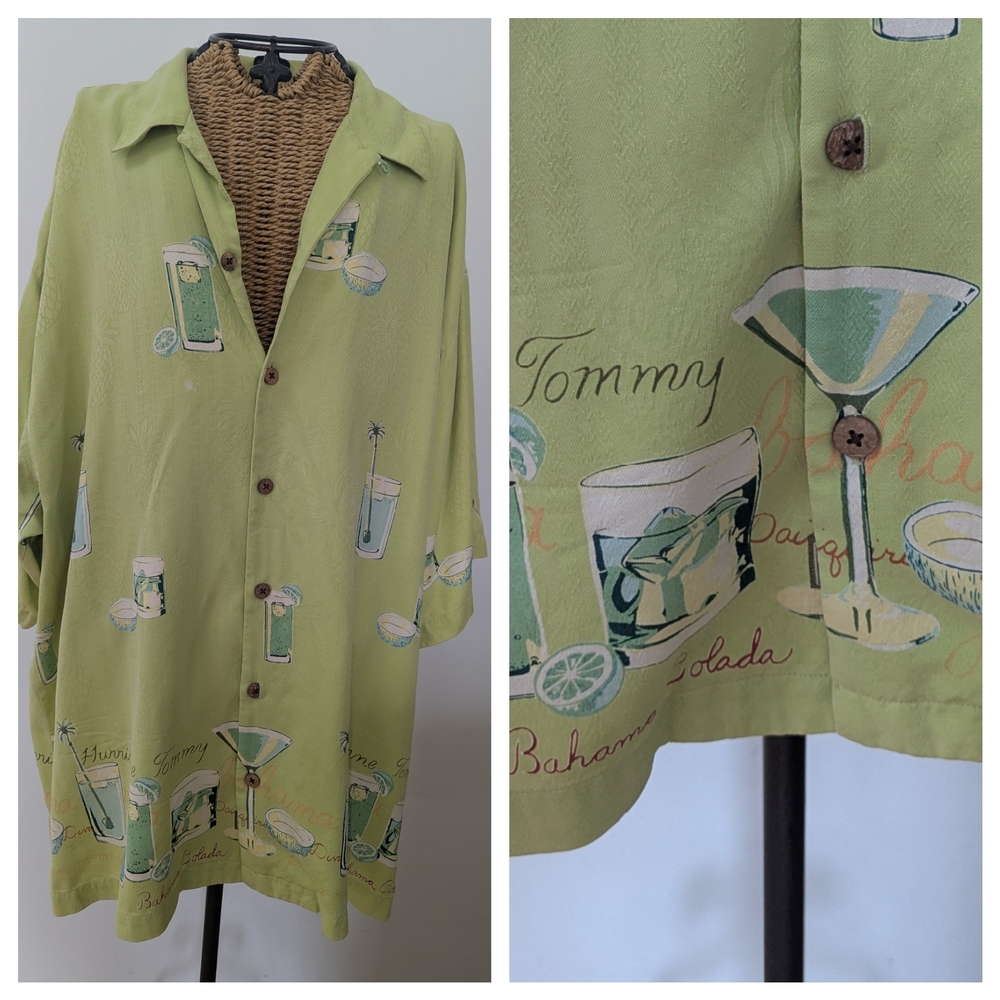 Tommy Bahama Lime Green Cocktail Graphic Shirt